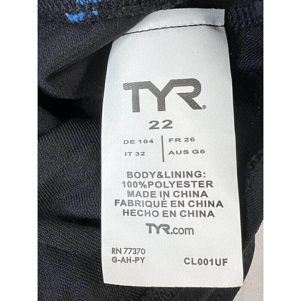 TYR Durafast YOUTH Alliance Splice DiamondBack 1pc Swimsuit Blue Size 22 (6/6X)